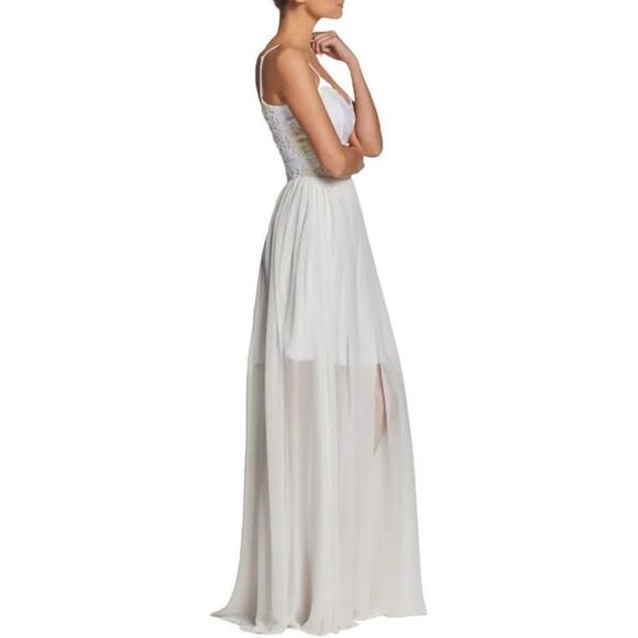 Dress The Population Asha Lace and Chiffon Maxi Dress in White and Ivory, Size S - Picture 5 of 14